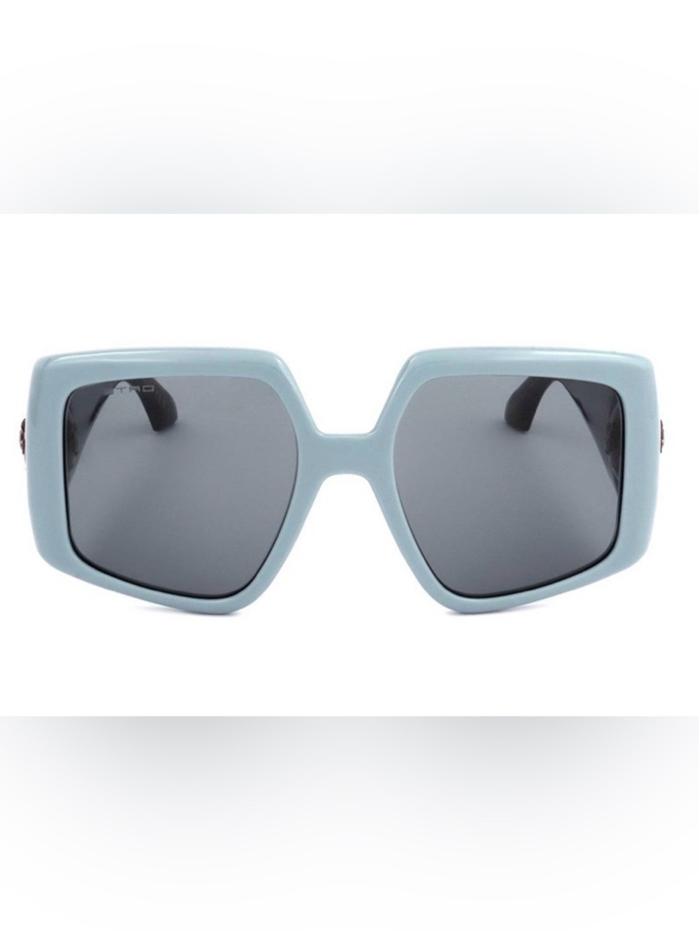 Etro Oversized Square Sunglasses in Light Blue & Black with Dark Gray Lenses - Picture 7 of 7